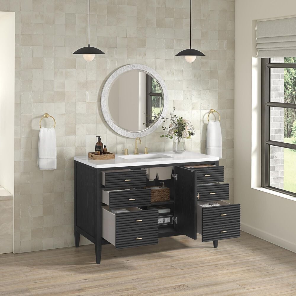 James Martin Vanities Myrrin 48" Single Bathroom Vanity Cabinet in Carbon Oak, , large