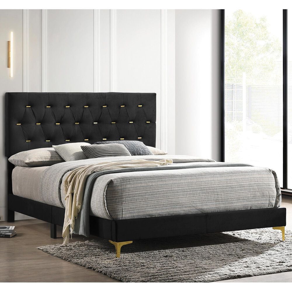 Pacific Landing Kendall Queen Bed in Black and Gold, , large