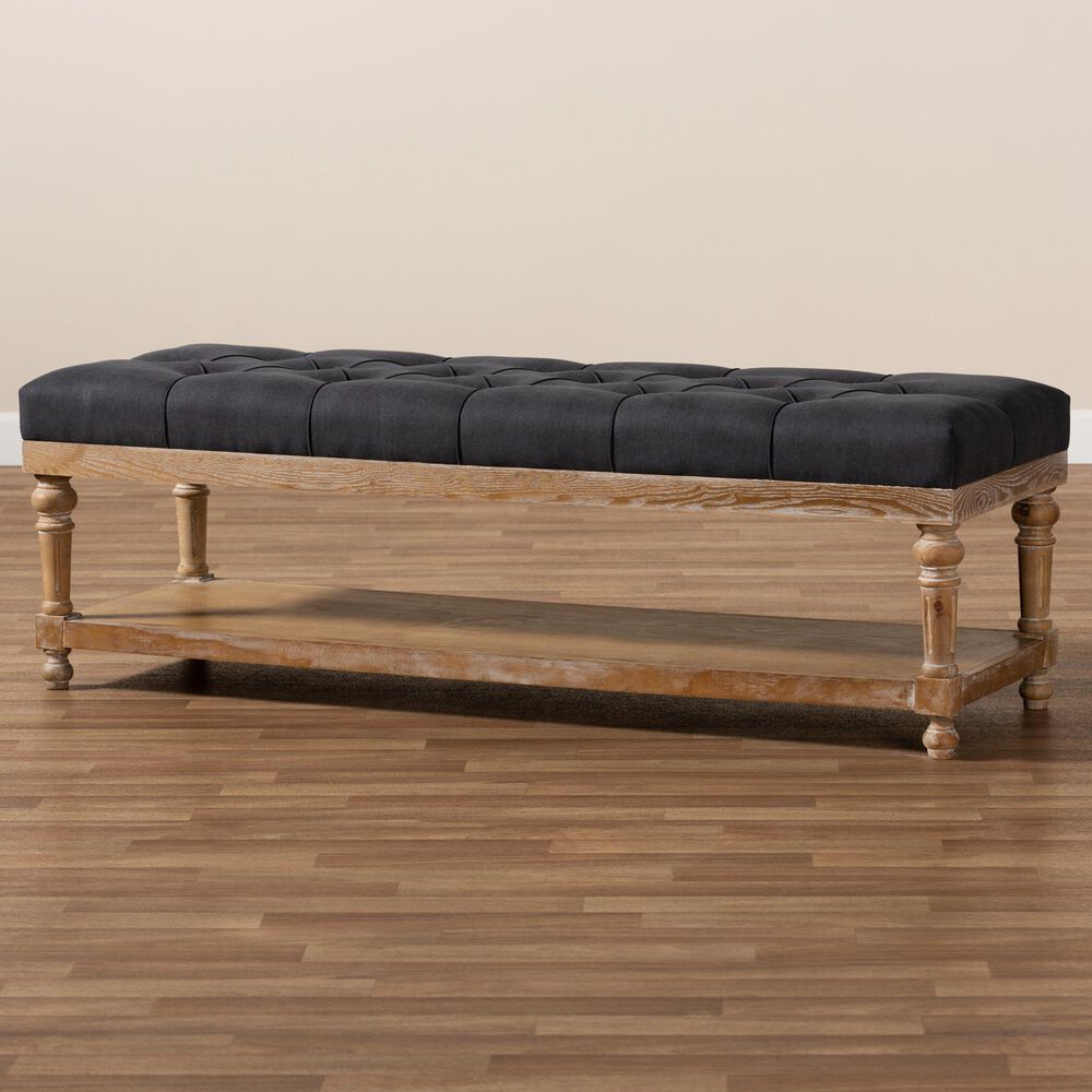 Baxton Studio Linda Storage Bench in Charcoal/Greywashed, , large