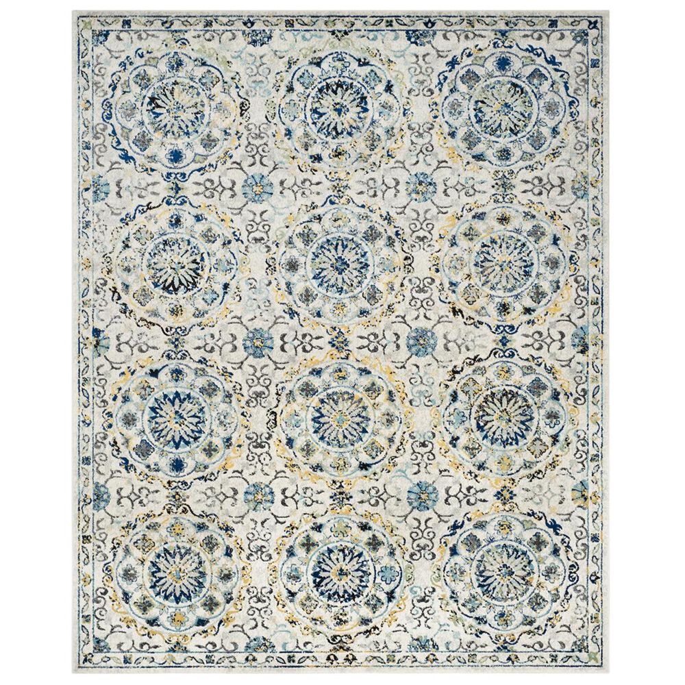 Safavieh Evoke EVK252C 10" x 14" Ivory and Blue Area Rug, , large