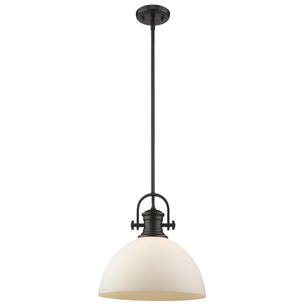 Golden Lighting Hines 1-Light Pendant in Black with Opal Glass, , large