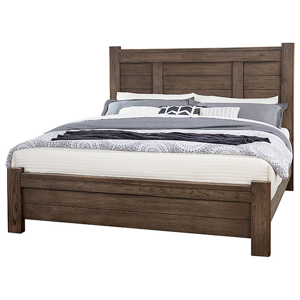 Viceray Collections Crafted Oak Queen Poster Bed in Aged Grey, , large