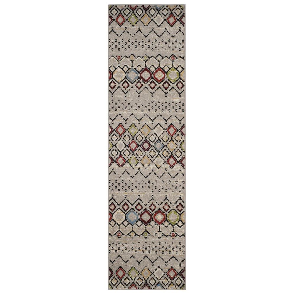 Safavieh Amsterdam AMS108G-28 2&#39;3&quot; x 8&#39; Light Grey/Multi Runner, , large