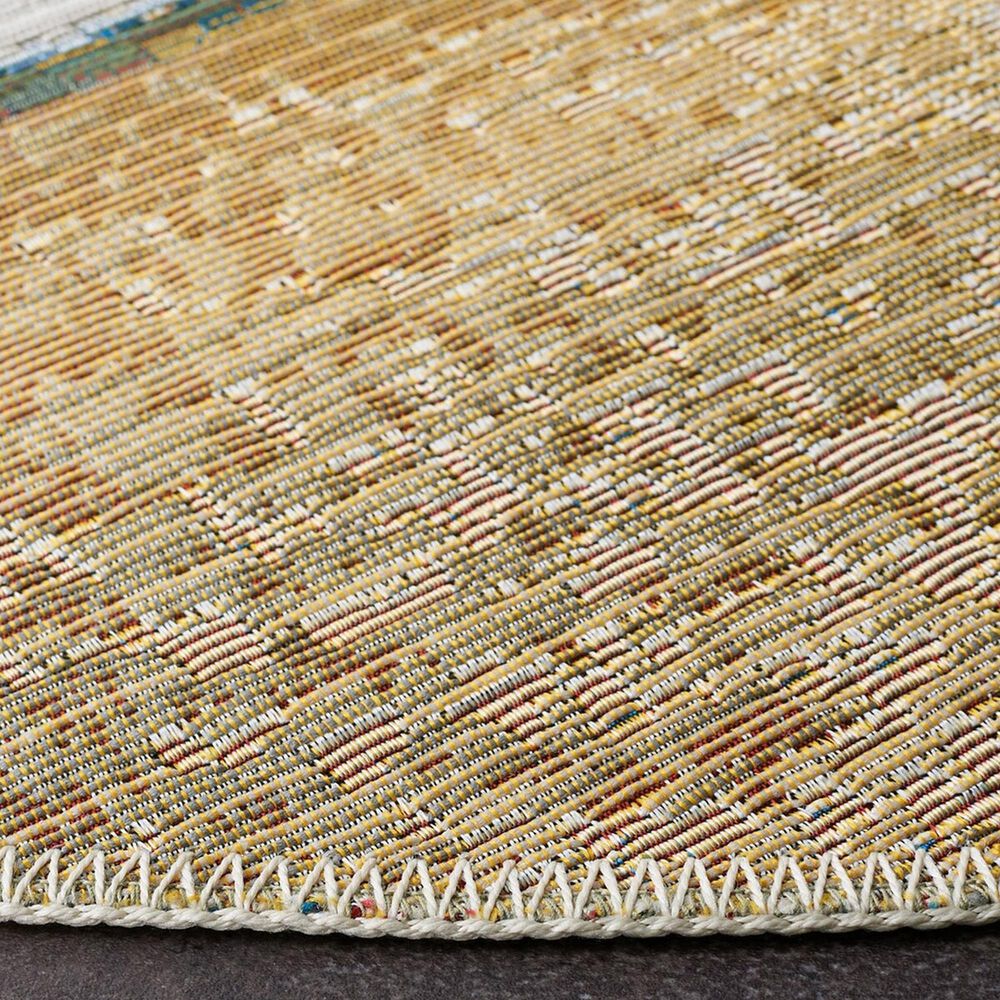 Safavieh Barbados Tropical Beach  5'3" Round Gold and Blue Indoor/Outdoor Area Rug, , large