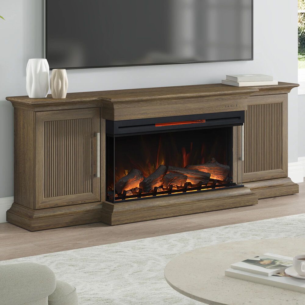 Fabio Flames Tanner 76" Electric Fireplace TV Stand in Cocoa Birch, , large