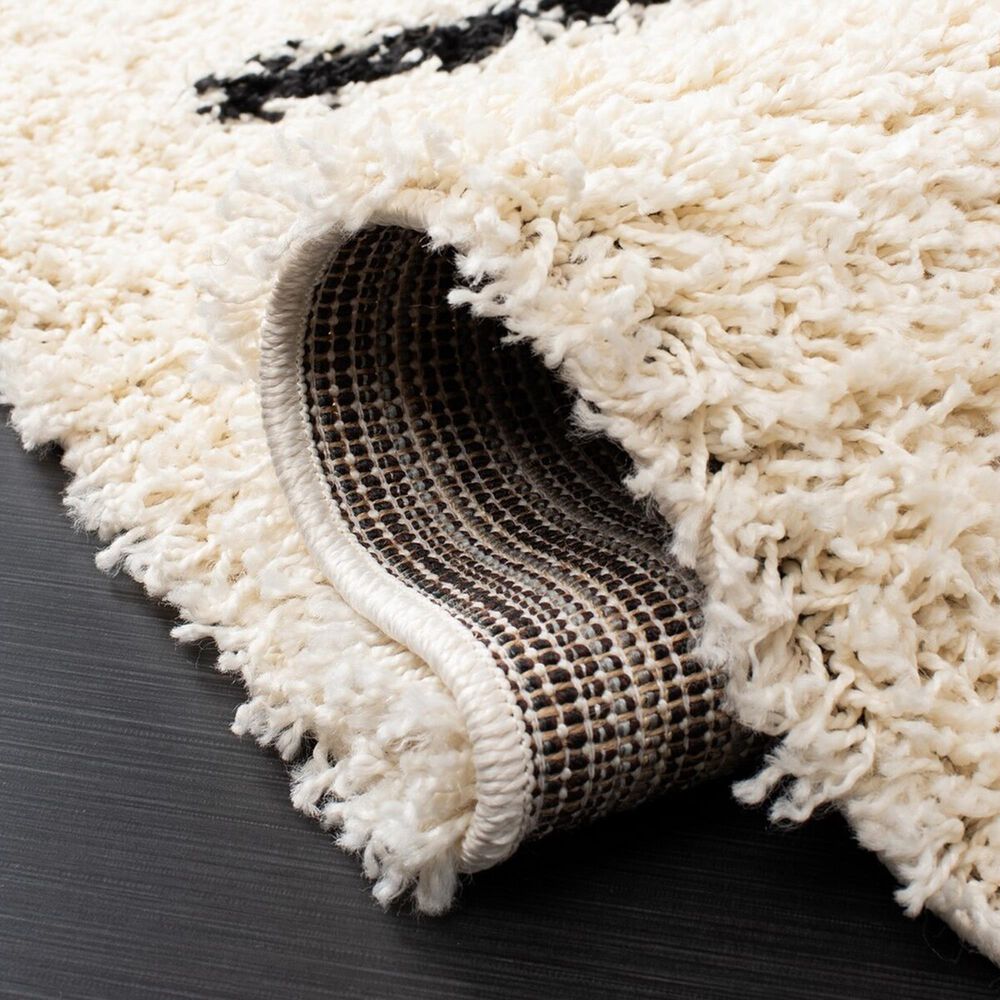 Safavieh Venus Shag VNS604A 6&#39;7&quot; Square Ivory and Black Area Rug, , large