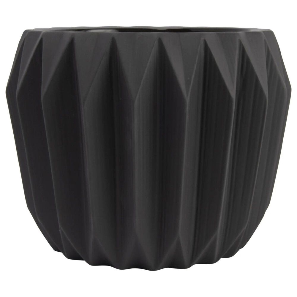 Creative Coop Round Fluted Planter in Matte Grey, , large