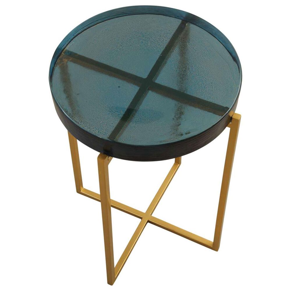 Bassett Mirror Company Marilee Accent Table in Deep Blue and Sleek Brushed Gold, , large
