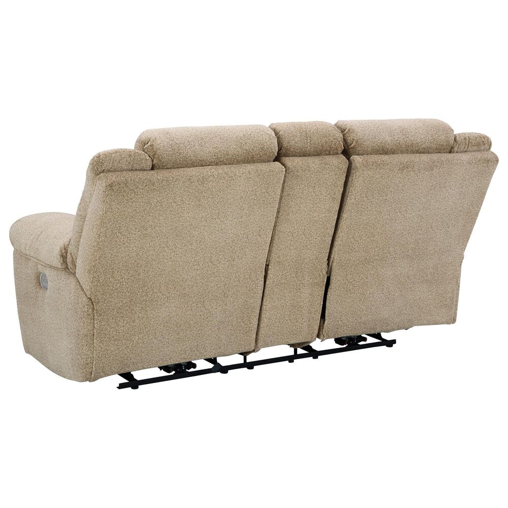 Ashley Tip-Off Power Reclining Loveseat with Adjustable Headrest in Wheat, , large