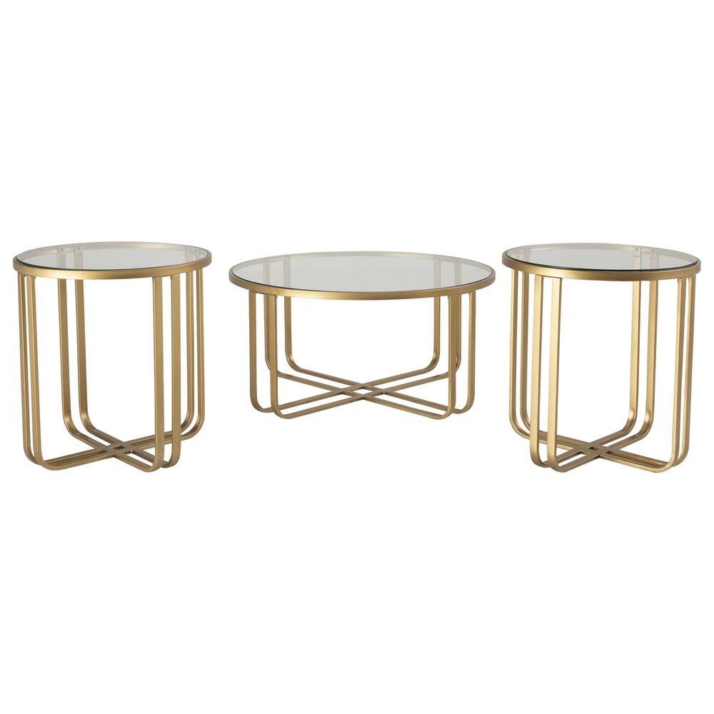 Ashley Milloton 3-Piece Occasional Table Set in Gold and Clear, , large