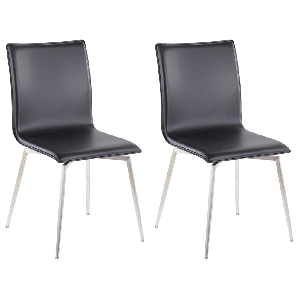 Lumisource Mason Swivel Side Chair with Black Upholstered in Brushed Stainless Steel (Set of 2), , large