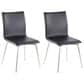 Lumisource Mason Swivel Side Chair with Black Upholstered in Brushed Stainless Steel (Set of 2), , large