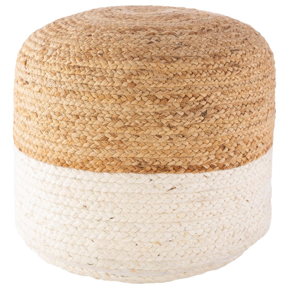 Surya Kona Pouf in Khaki and Ivory, , large