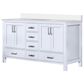 Lexora Home Jacques 60" Double Bathroom Vanity in White with 2 cm White Quartz Top and Rectangular Sinks, , large