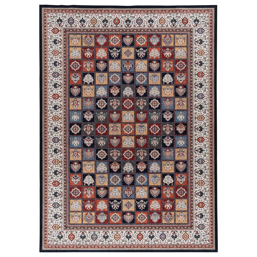 Linon Rugs Emerald EM20 5" x 7" Black, Ivory and Red Area Rug, , large