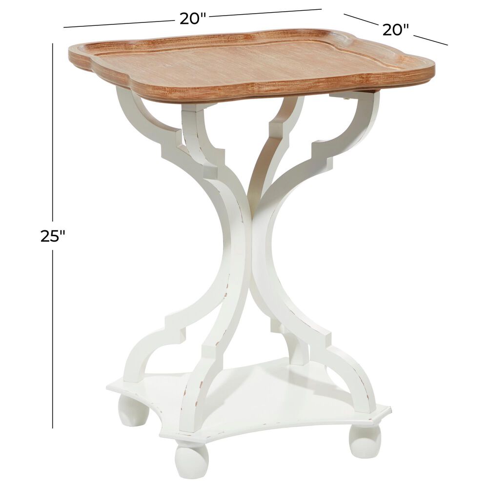 Uma Enterprises Accent Table in White and Distressed Brown, , large