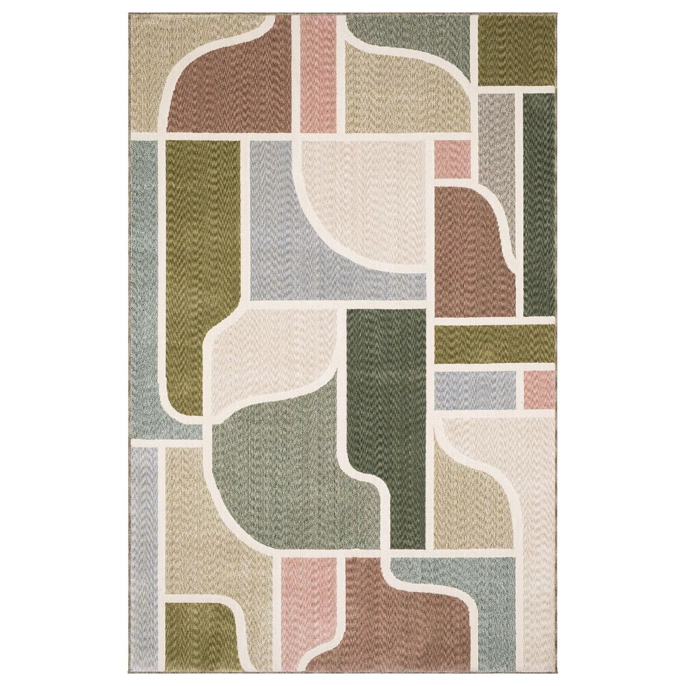 Oriental Weavers Tisdell Green and Multicolor 6"7" x 9"4" Area Rug, , large