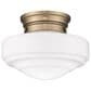 Golden Lighting Ingalls Semi-Flush with Vintage Milk Glass in Modern Brass, , large