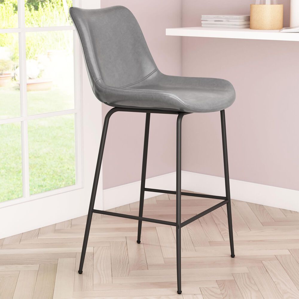 Zuo Modern Byron Counter Chair in Gray/Black, , large