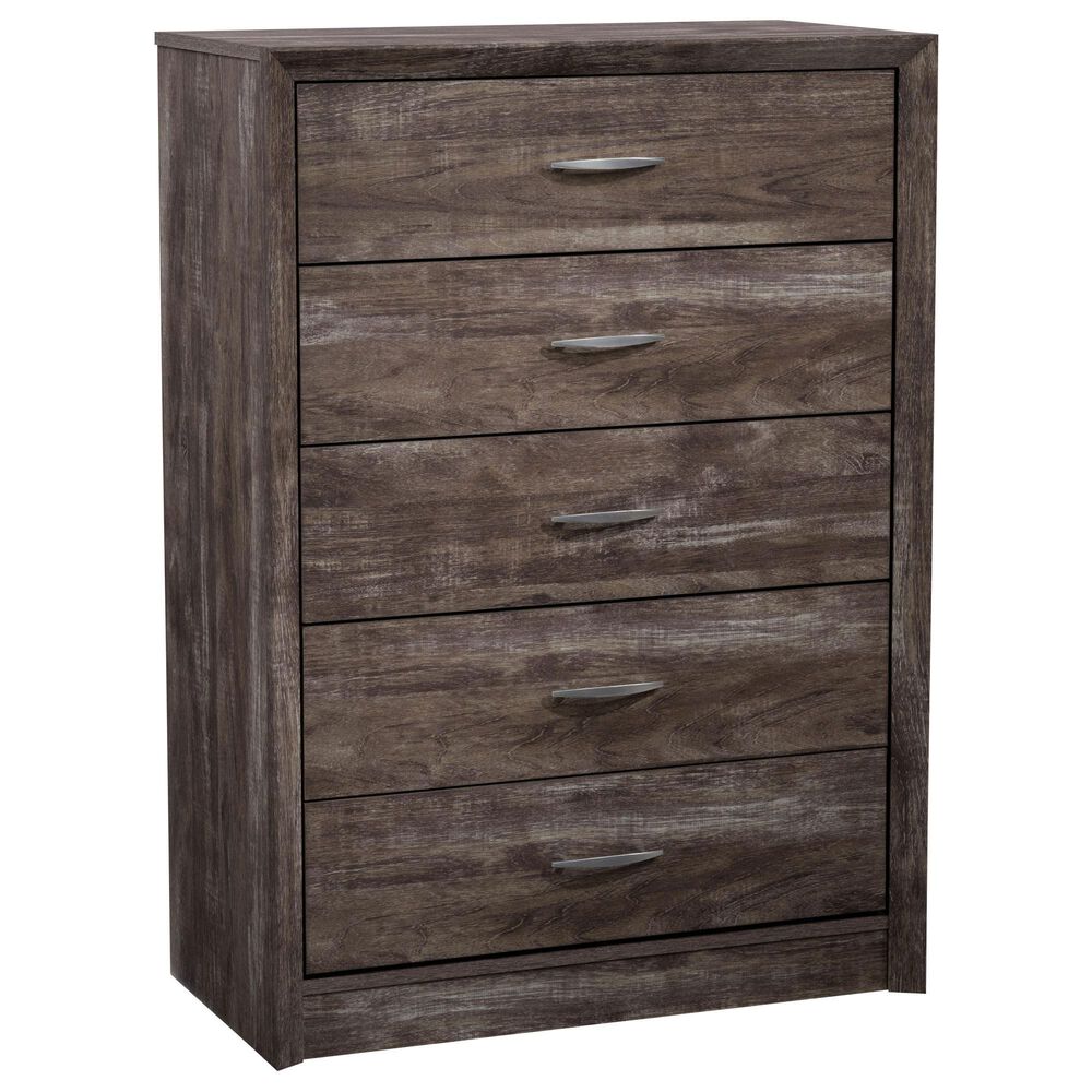 CorLiving Newport 5 Drawer Tall Dresser in Grey Washed Oak, , large