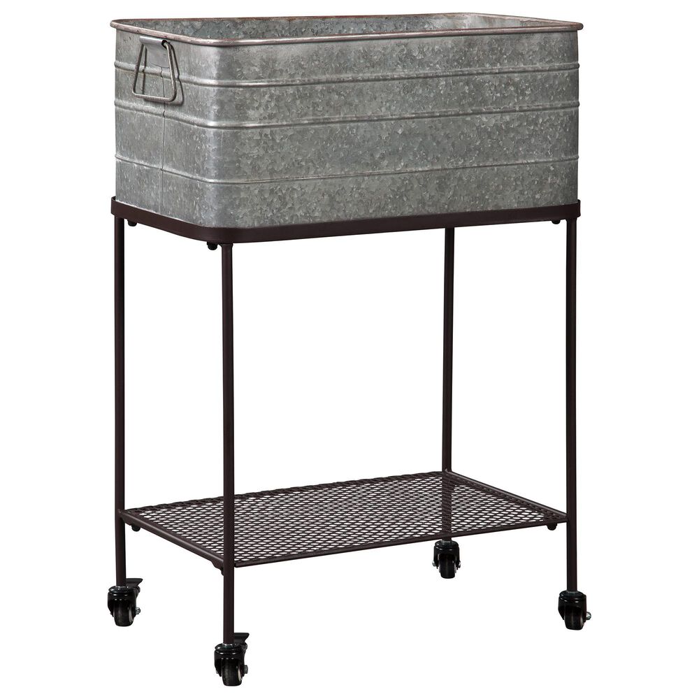 Signature Design by Ashley Vossman Beverage Tub in Antique Gray and Brown, , large