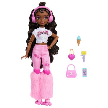 Barbie Brooklyn Skater Doll with Accessories in Dark Brown, White and Pink, , large