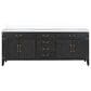 Lexora Home Laurel 84" Double Bathroom Vanity in Black Oak with White Cultured Marble Top and Rectangular Sinks, , large