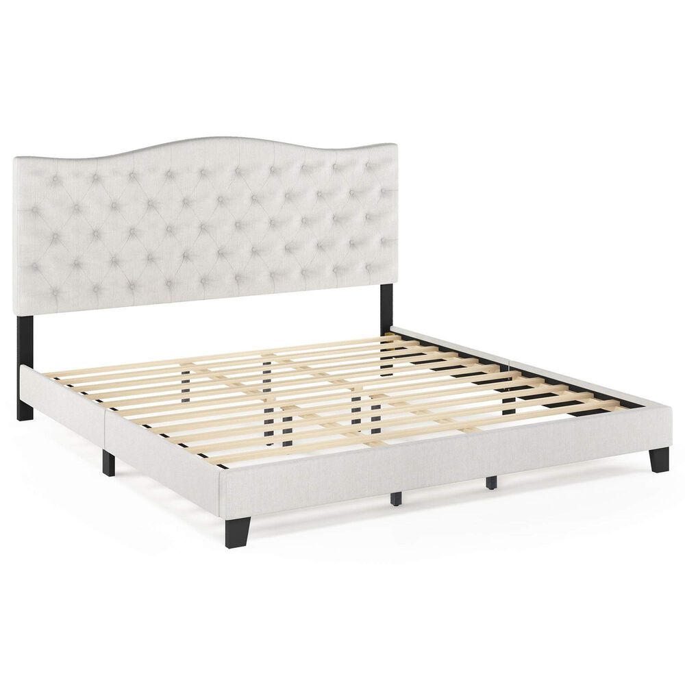 HOMLUX Lille King Platform Bed Frame in Gray, , large