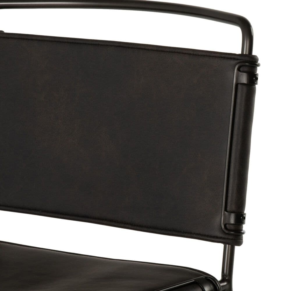Four Hands Wharton Metal and Faux Leather Counter Stool in Distressed Black, , large
