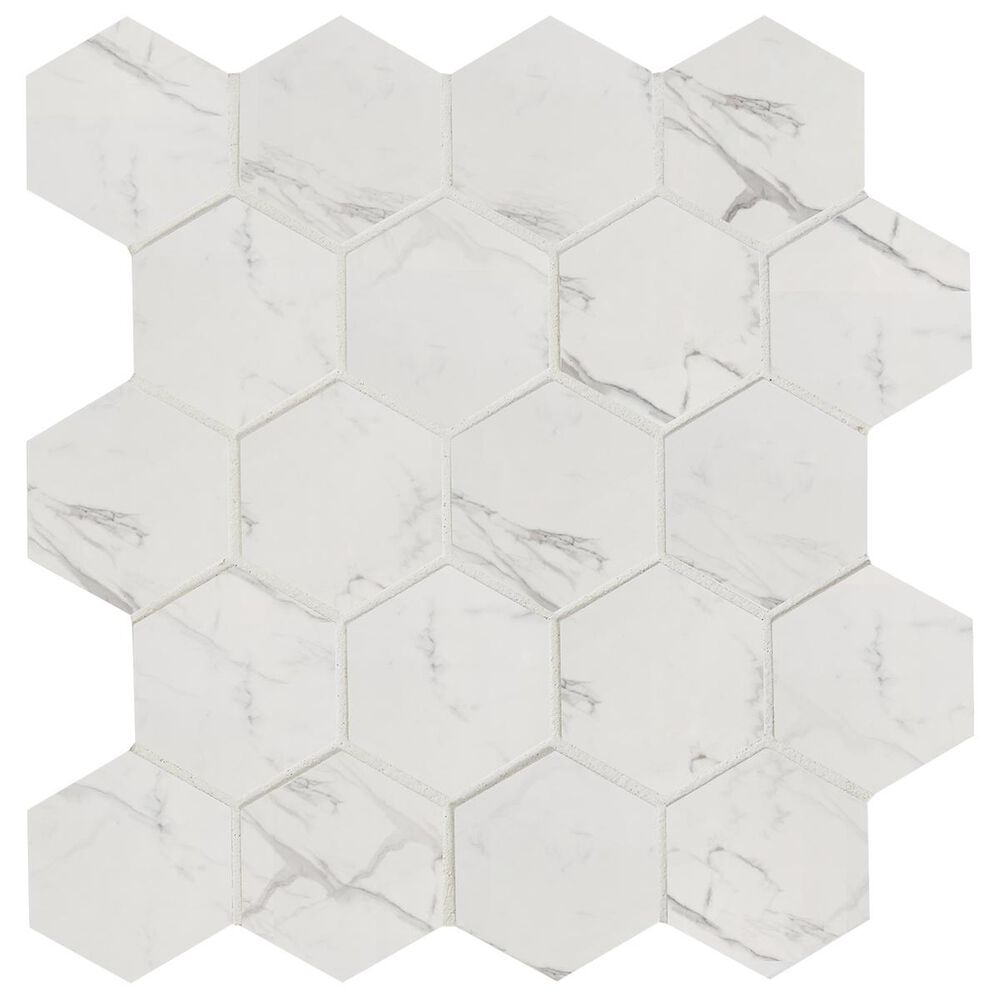Arizona Tile Themar Statuario V 11" x 11" Hexagon Porcelain Mosaic Sheet, , large