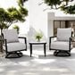 Hearth and Haven 3-Piece Outdoor Aluminum Swivel Lounge Chair Set with Side Table in Cast Silver, , large