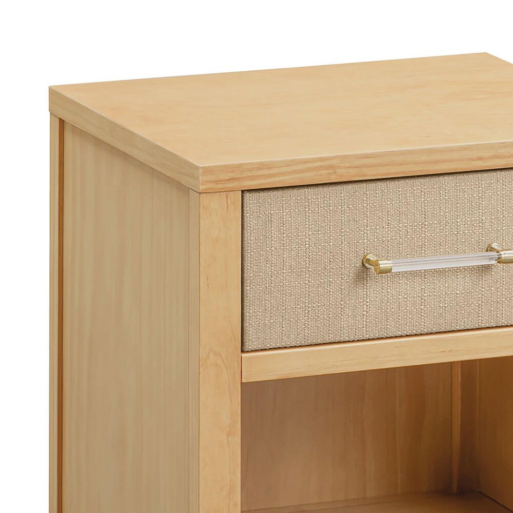 DaVinci Eloise Nightstand with Sand Upholstered Drawer in Honey, , large