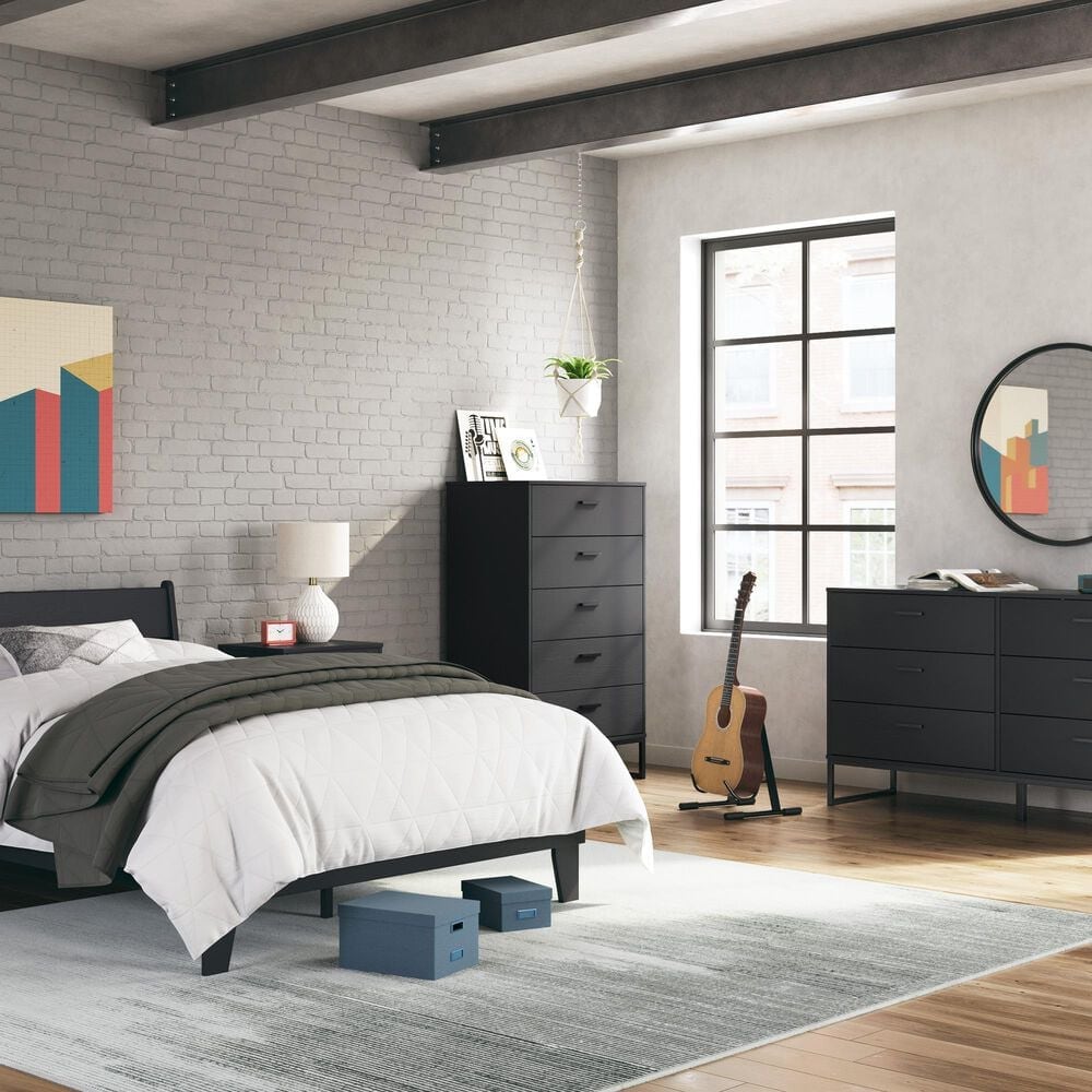 Ashley Socalle 5-Drawer Chest in Matte Black, , large