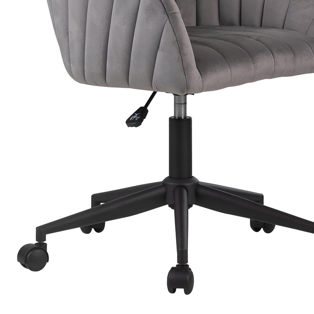 Impressions Vanity Taylor Swivel Vanity Chair with Dark Grey Cushion in Black, , large