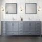 Lexora Home Jacques 84" Double Bathroom Vanity in Dark Grey with 2 cm White Carrara Marble Top and Rectangular Sinks, , large