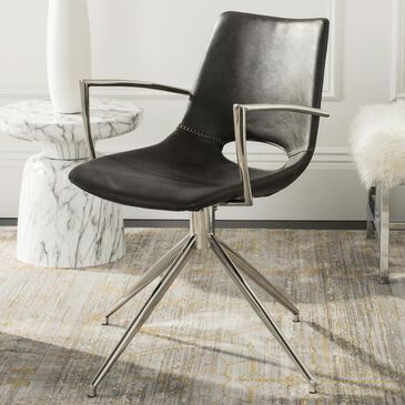 Safavieh Dawn Swivel Arm Chair in Stainless Steel, , large