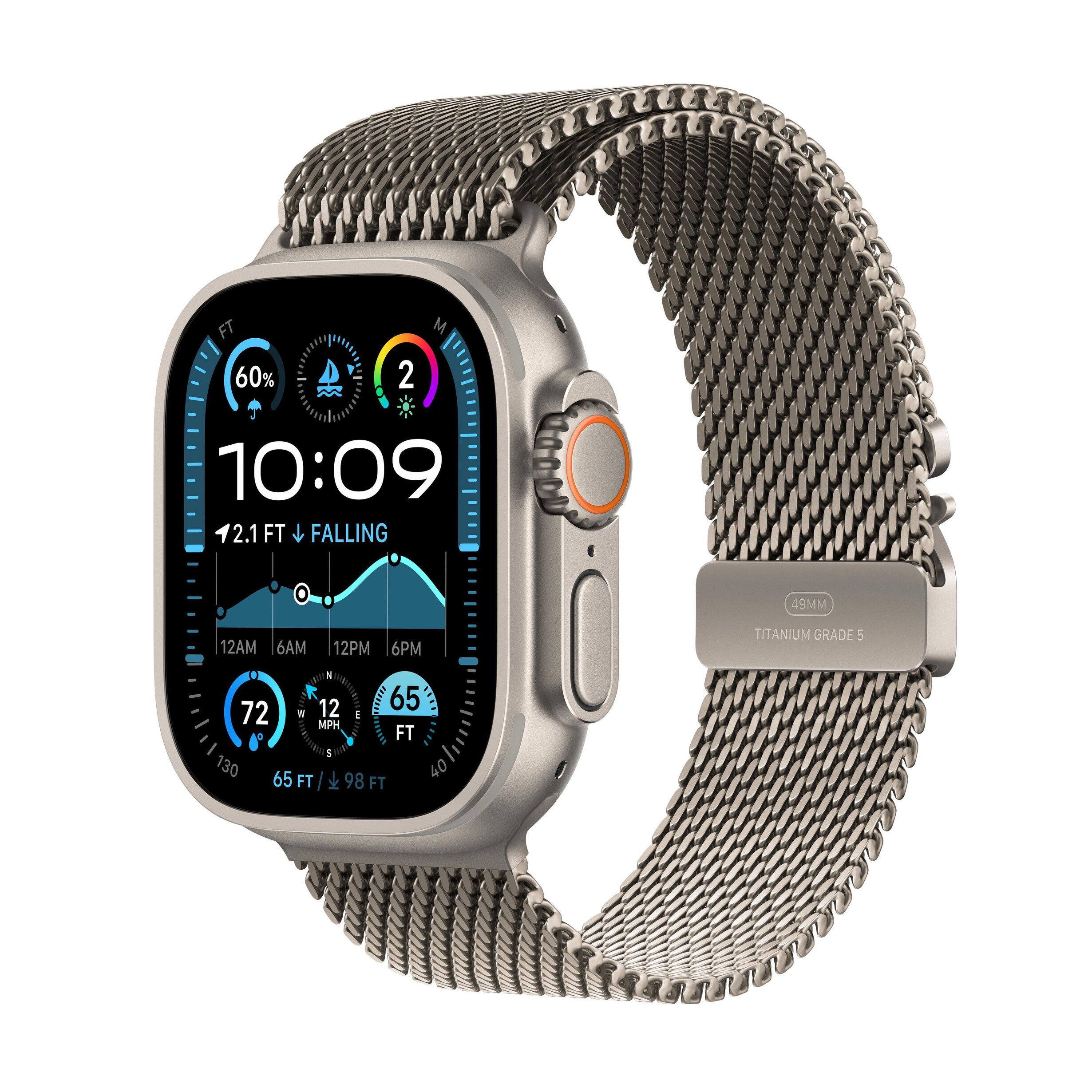 Apple Watch Ultra 2 GPS Cellular 49mm Natural Titanium Case with Tan Alpine Loop Small Shop NFM