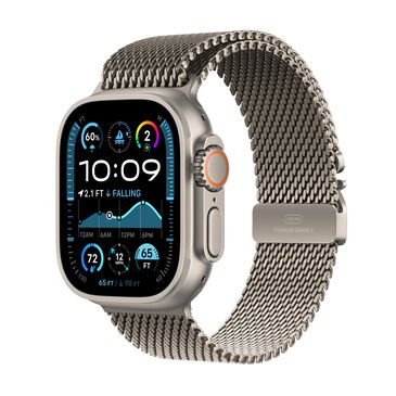 Apple Watch Ultra 2 GPS + Cellular 49mm Natural Titanium Case with Natural Titanium Milanese Loop - S, , large
