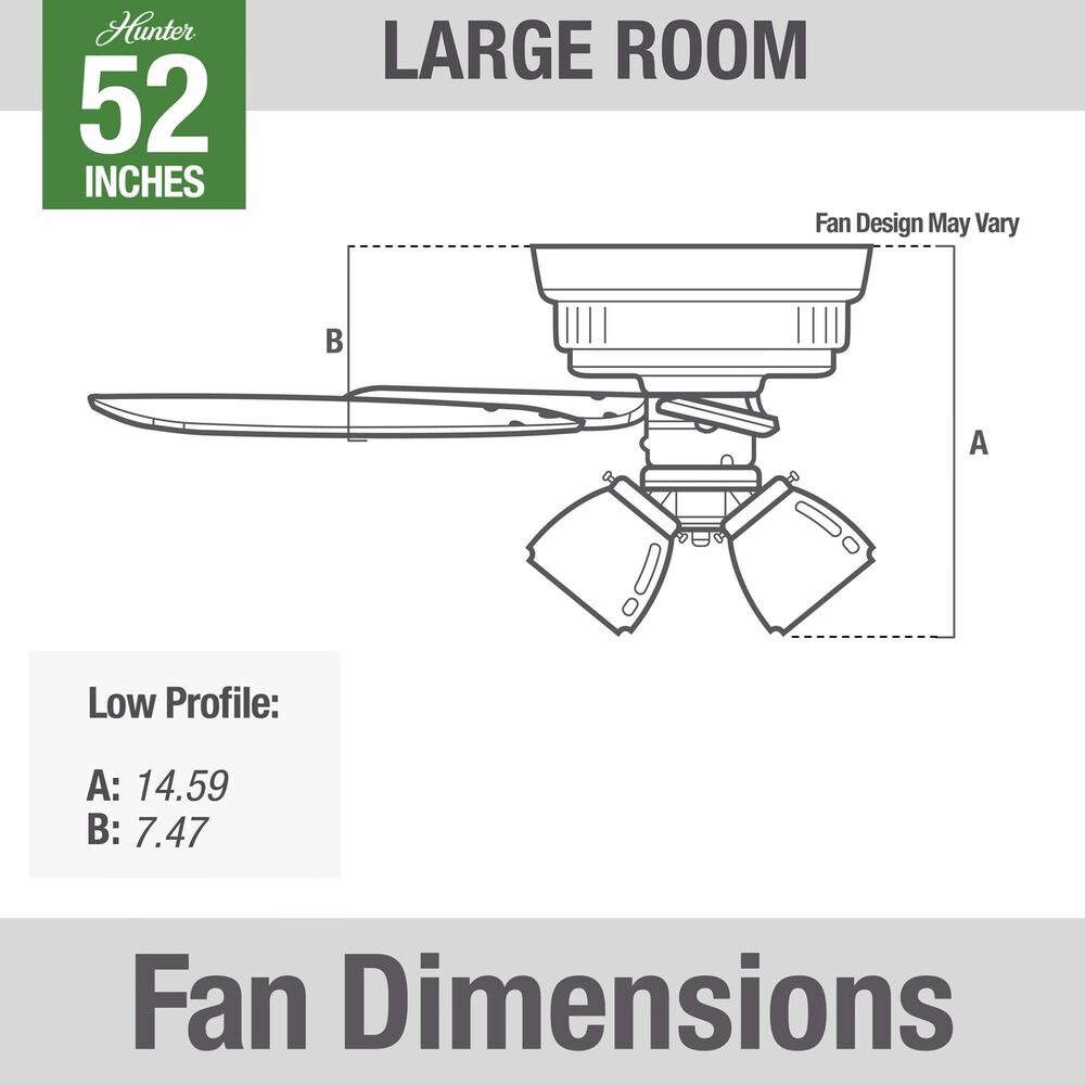 Hunter Builder Low Profile 52&quot; Ceiling Fan with Lights in Matte Silver, , large