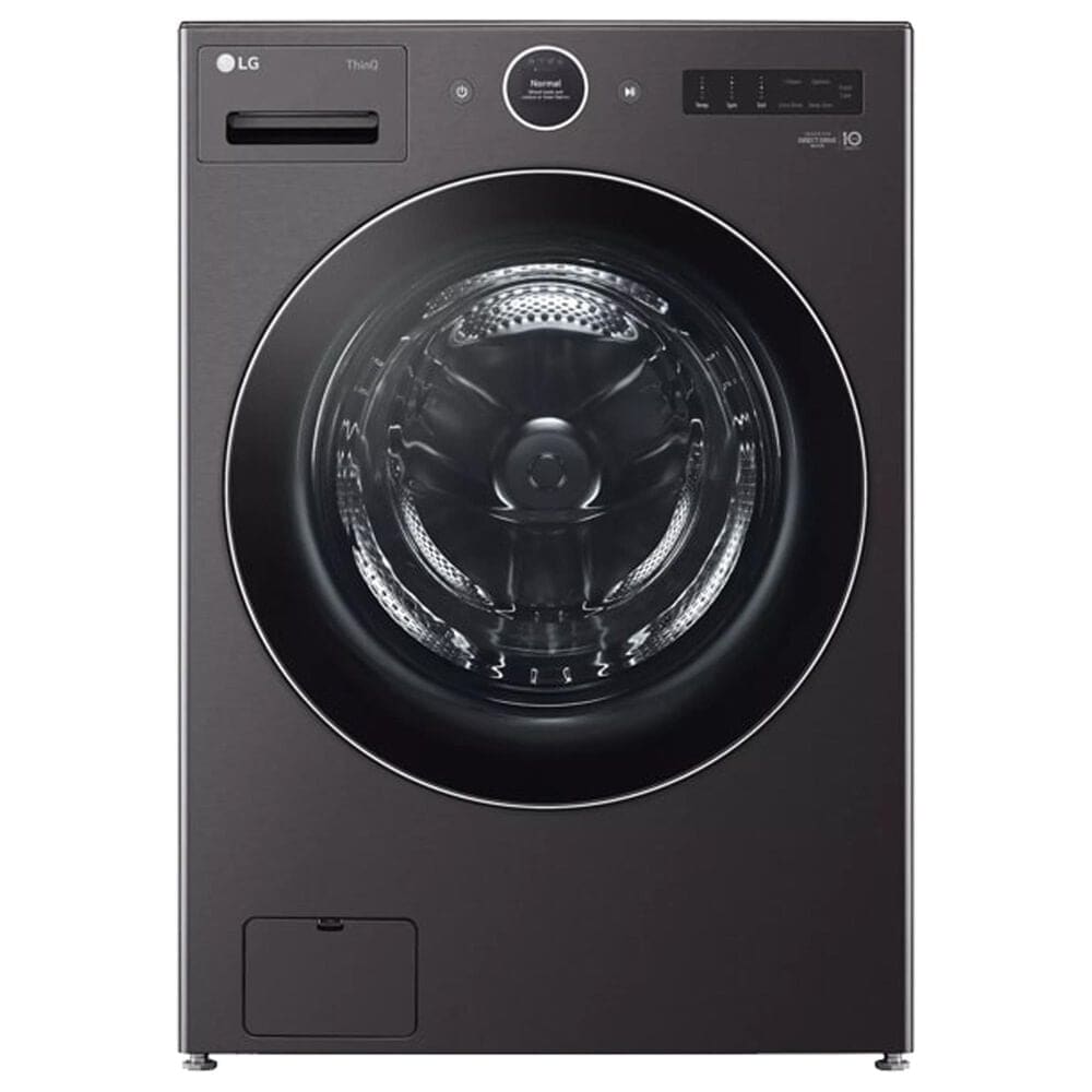 LG 5 Cu. Ft. Front Load Washer and 7.4 Cu. Ft. Gas Dryer Laundry Pair with Pedestal Storage Drawers in Black Steel, , large
