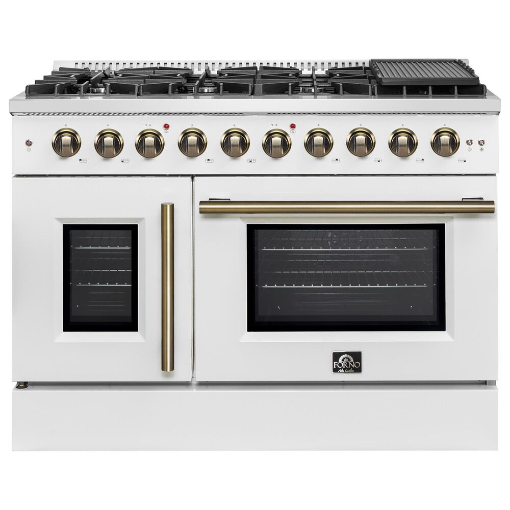 Forno Galiano 48" Freestanding French Door Gas Range in White, , large
