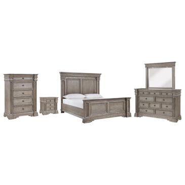 Millenium Blairhurst 5-Piece Queen Panel Bedroom Set in Light Grayish Brown with Lights and USB Ports, , large