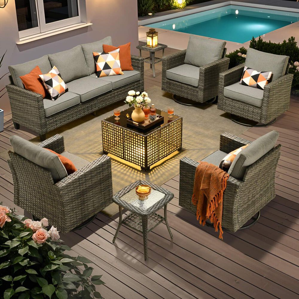 HOMLUX 8-Piece Outdoor Patio Furniture Set in Dark Grey, , large
