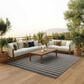 Nourison Positano POS03 Charcoal and Ivory 7" x 10" Indoor/Outdoor Area Rug, , large