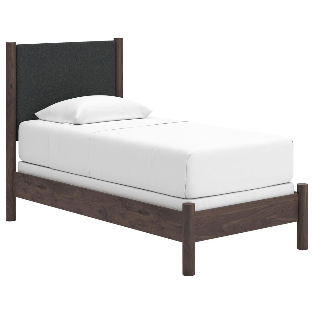 Ashley Pamytta Twin Upholstered Panel Bed in Rich Brown, , large
