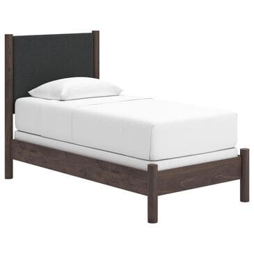 Ashley Pamytta Twin Upholstered Panel Bed in Rich Brown, , large