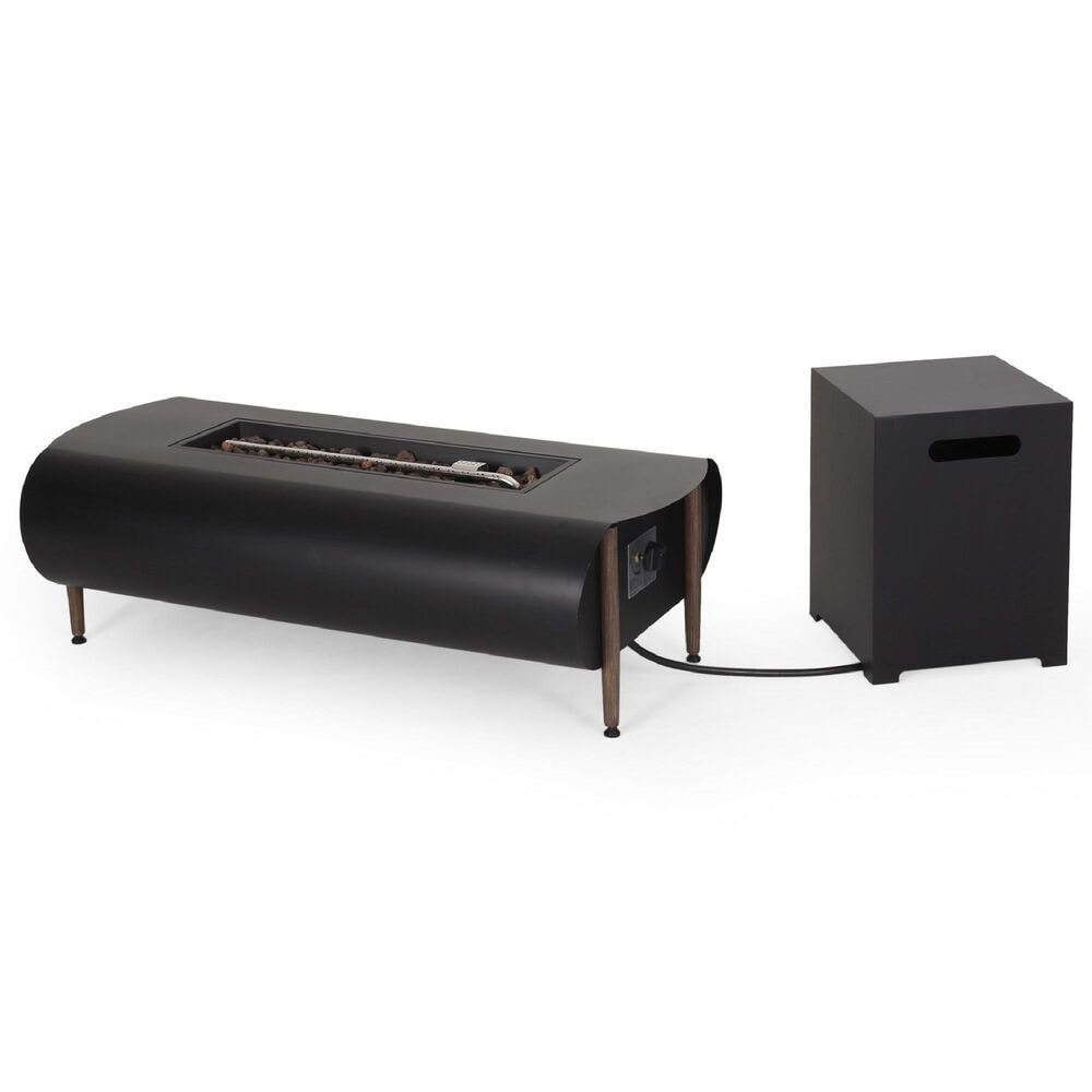 Noble House Vernon 50000 BTU Rectangular Fire Pit with Tank Holder in Dark Gray, , large