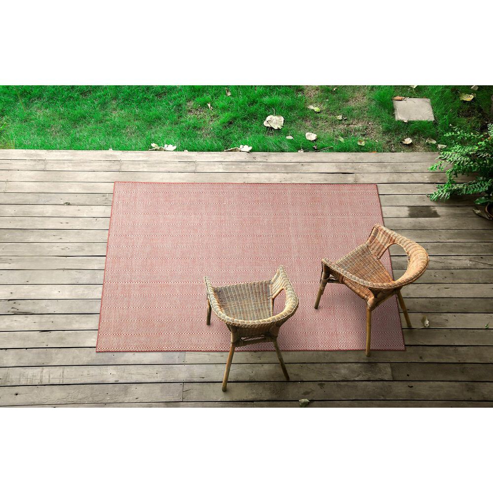 Kaleen Rugs Ziggy ZIG01-99 8&#39; x 10&#39; Coral and White Indoor/Outdoor Area Rug, , large
