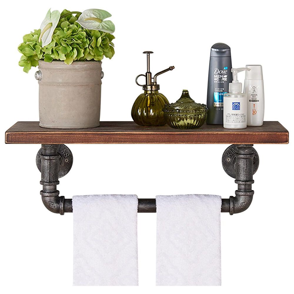 Blue River Jarrett 24" Floating Wall Shelf in Walnut and Gray, , large