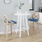 LumiSource Charlotte Swivel Counter Stool with Blue Fabric Upholstery in Whitewashed and Chrome (Set of 2), , large